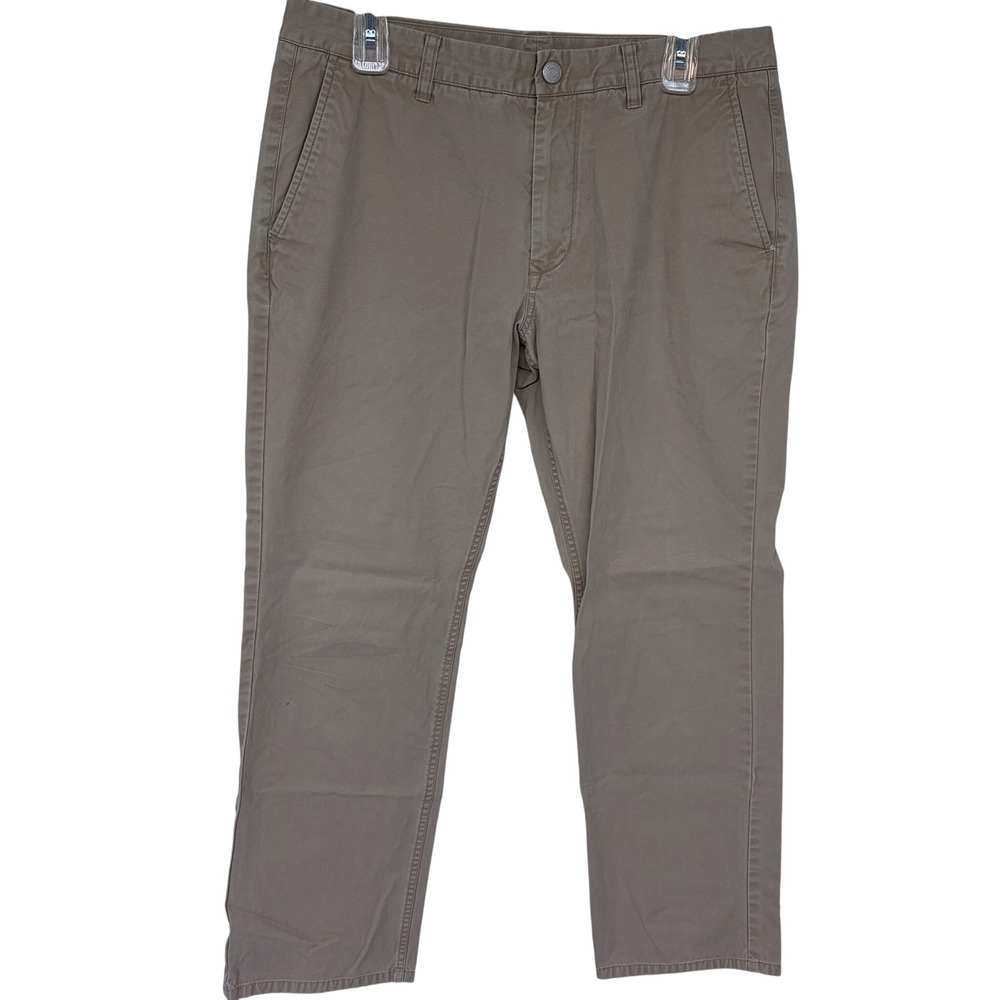 Mens Bonobos Khaki Pants 34x30 Tan Casual Red‎ Plaid Interior Chino Flat Front